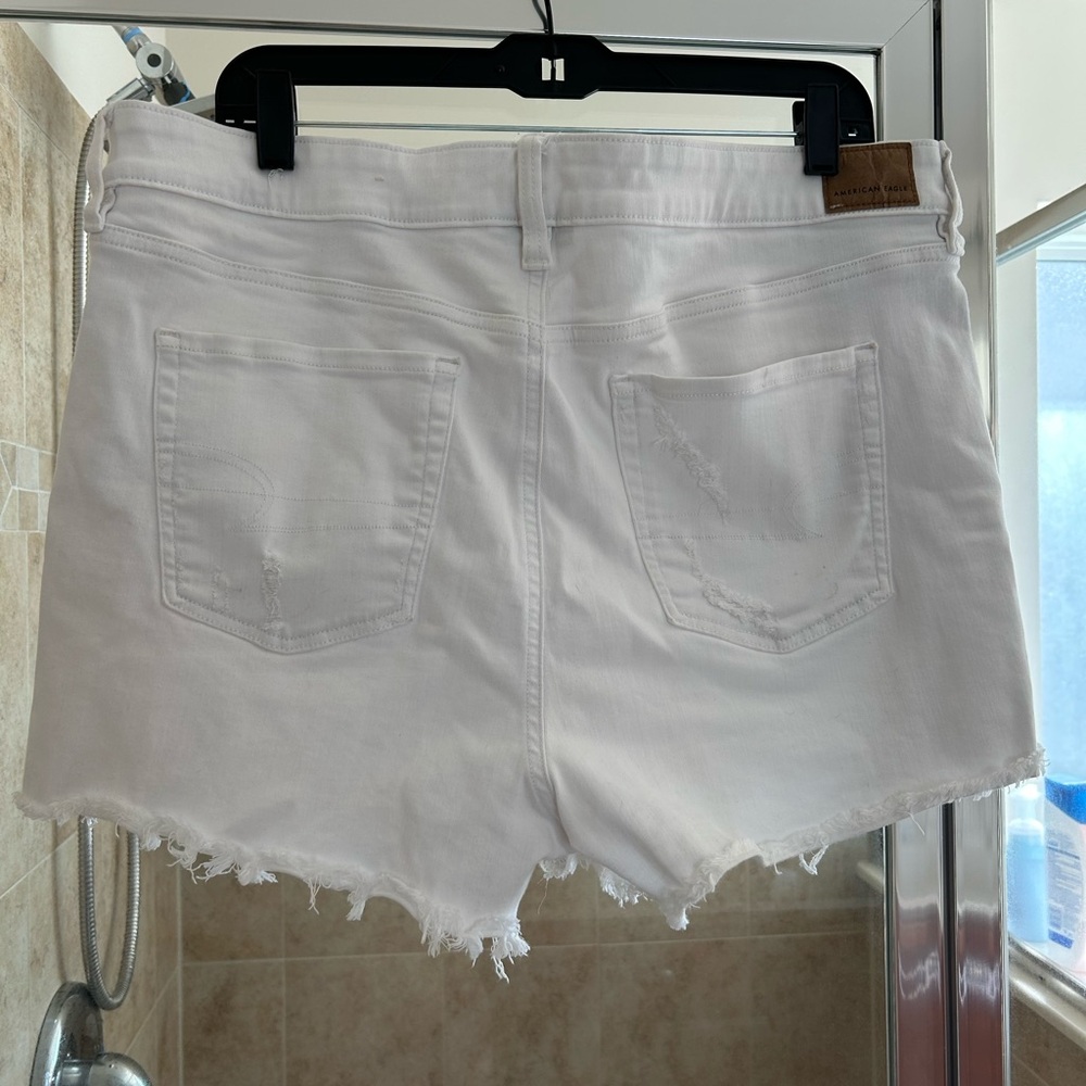 American Eagle Outfitters White Distressed Jean Shorts - Picture 2 of 5